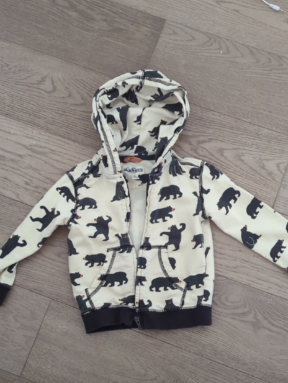 Little Blue House 2T Unisex Cotton Black Bear Print Hooded Zip Sweatshirt